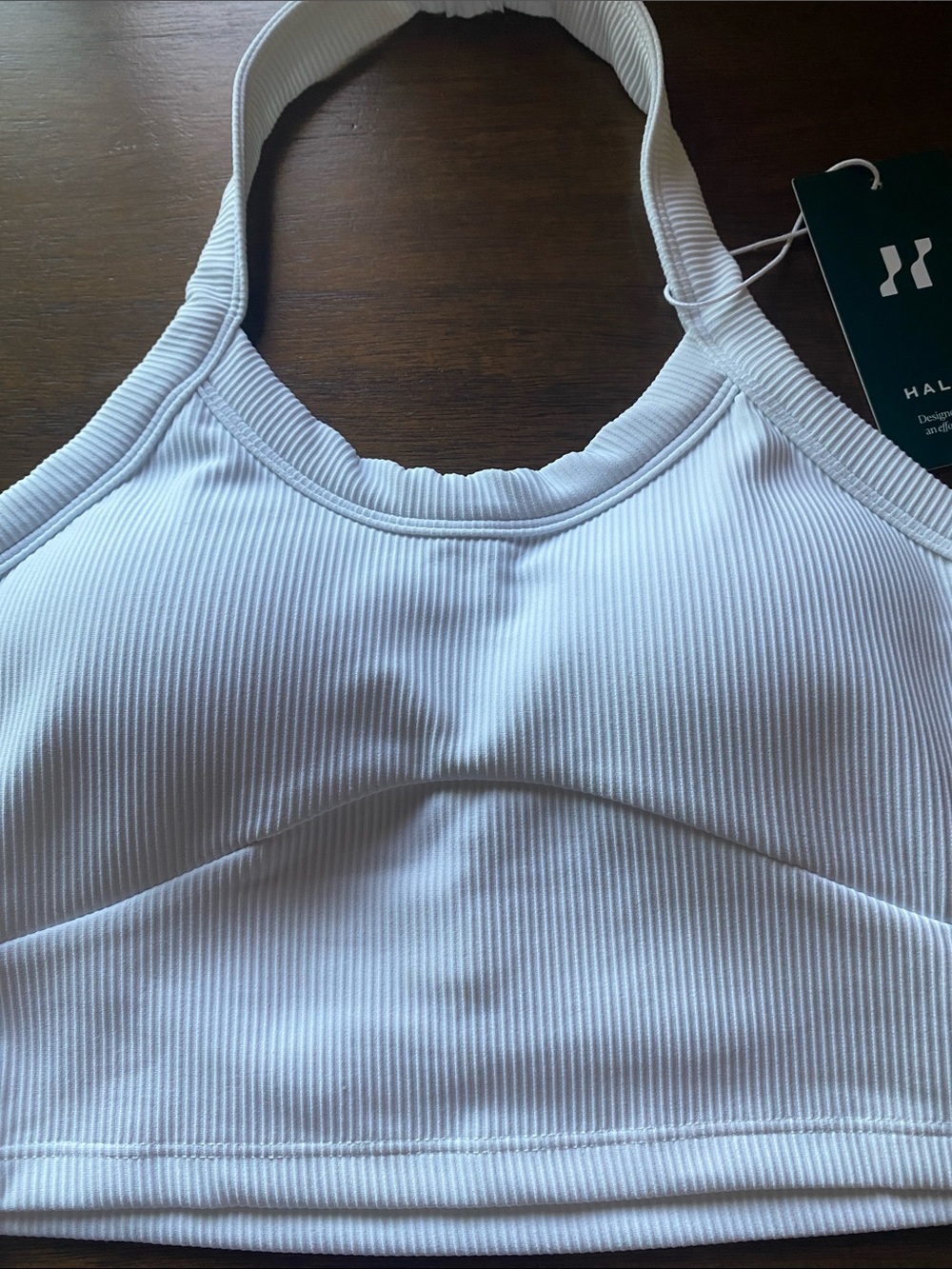 HALARA White Ribbed Halter Sports Bra Size XS - Picture 3 of 15